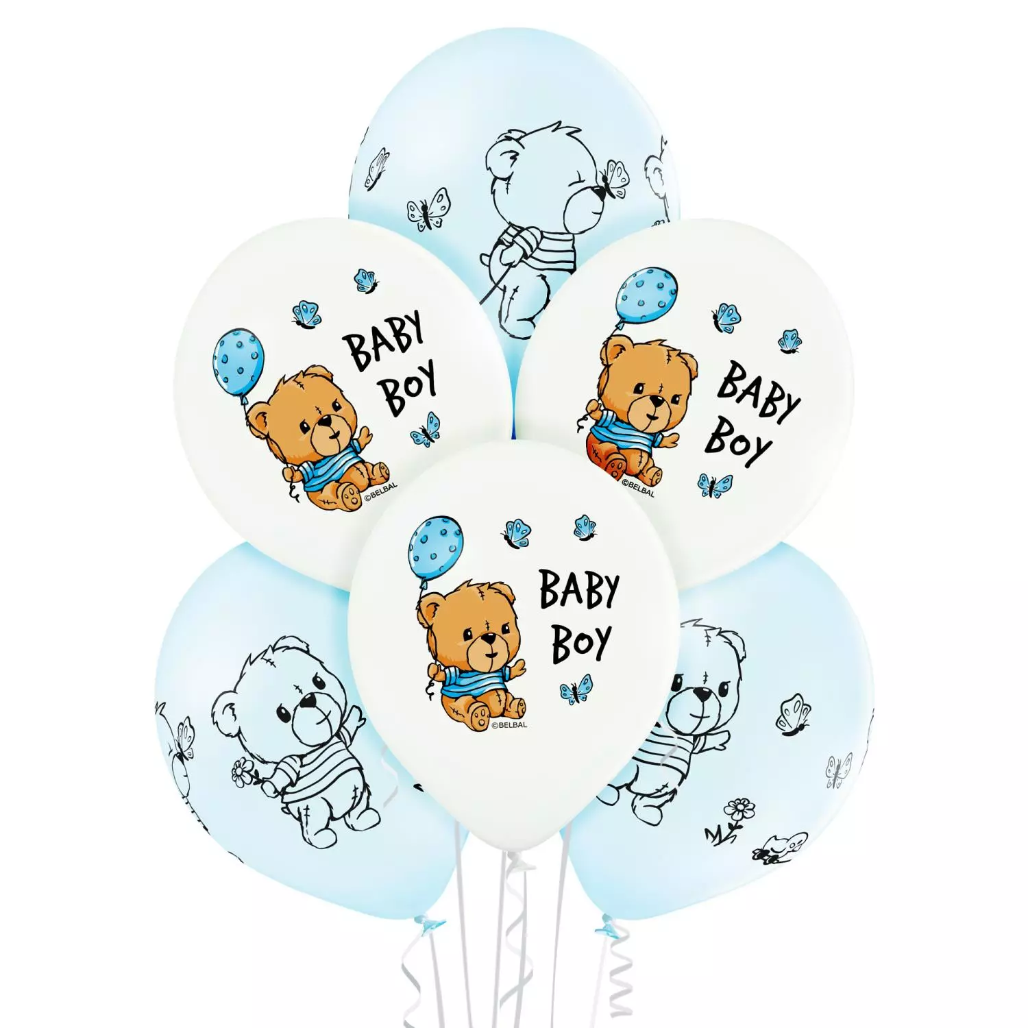 Cute baby boy pastel ballonger 6 pk