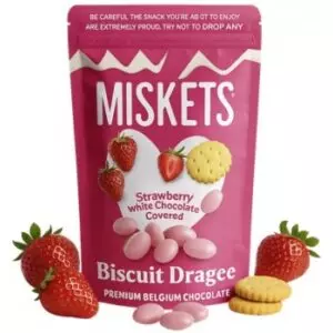 MISKETS WHITE CHOCOLATE COATED STRAWBERRY FLAVORED BISCUIT 80g