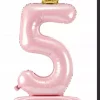 Tallballong med krone på fot 5 rosa 84cm