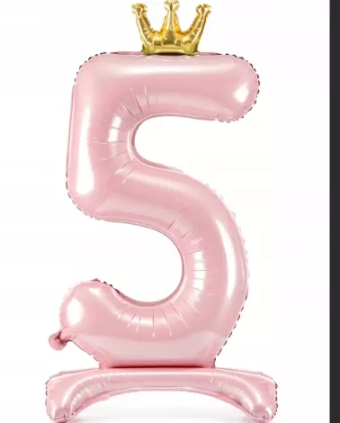 Tallballong med krone på fot 5 rosa 84cm