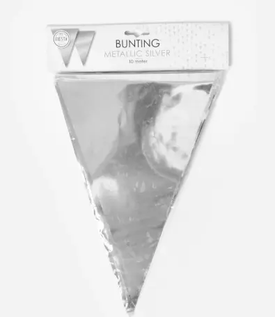 Flaggbanner metallic sølv 10 meter