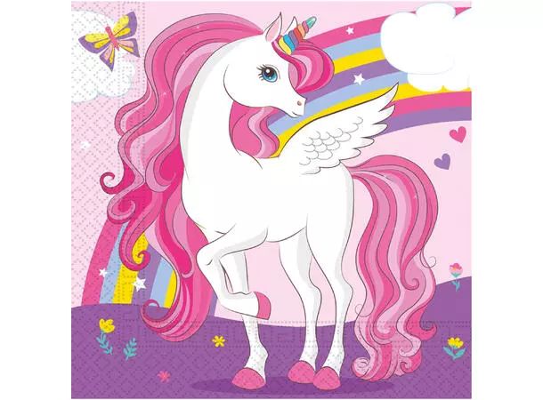 Unicorn rainbow colors servietter 20pk