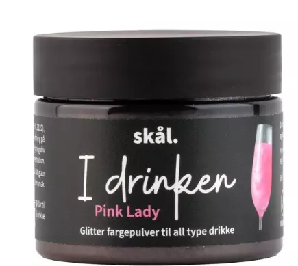 Glitterfarge i drinken pink lady