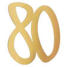 Age 80 big gold metallic number 4pk