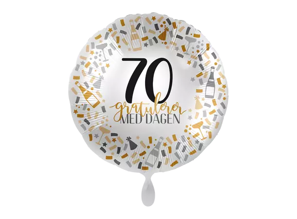Folieballong Gratulerer med dagen Gull/Sølv - 70 år