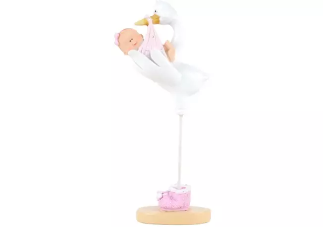 Barnedåp kaketopp stork rosa