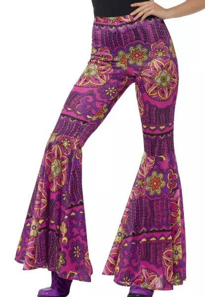 Slengbukse lilla blomstret M/L