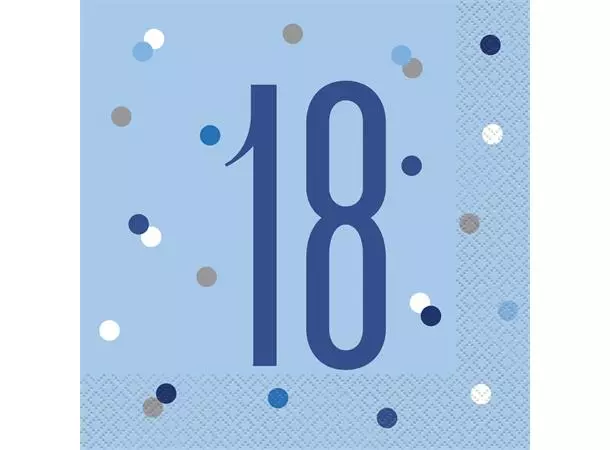 Servietter blå glitz 18 år