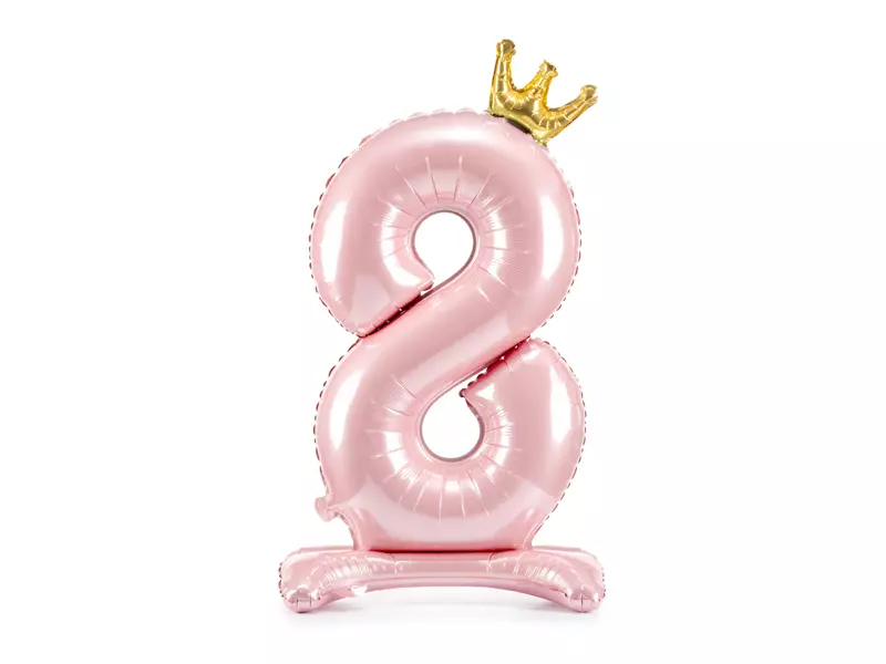 Tallballong med krone på fot 8 rosa 84cm