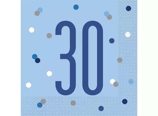 Servietter 30 blå glitz 16 pk