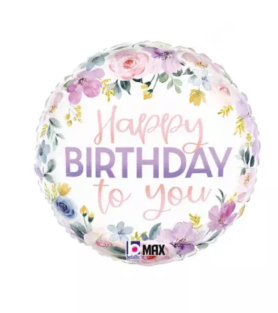 Folieballong Floral Watercolor Birthday 46 cm