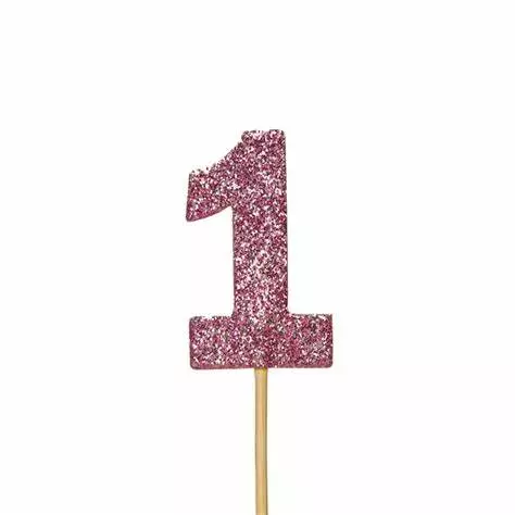 Glittertall rosa 1 kakepicks 12pk