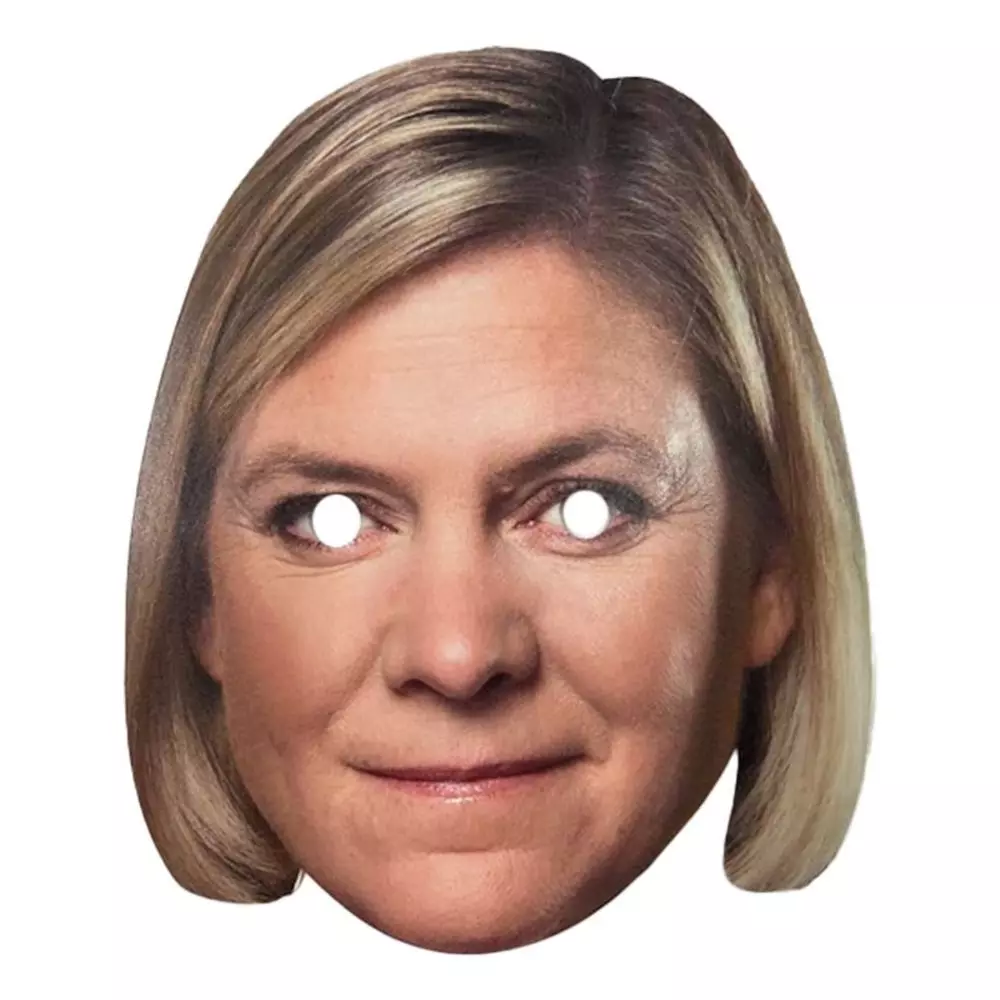 Pappmaske Magdalena Andersson