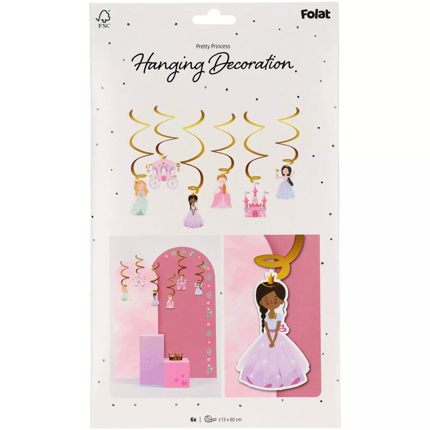 Hengende dekorasjon pretty princess 6 deler
