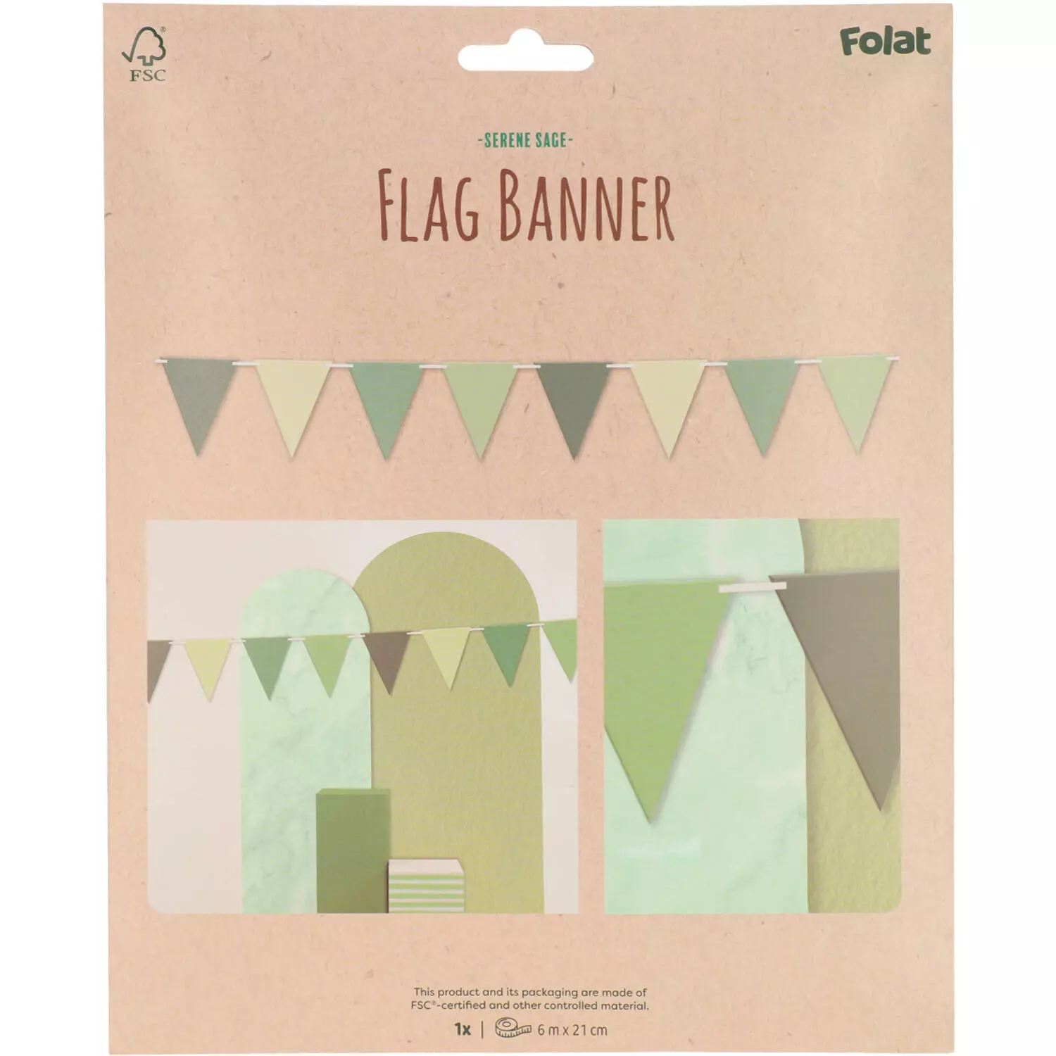 Flaggbannere serene sage 6 m