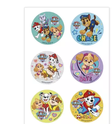 Kakebilder Paw Patrol 5,8 cm, 6 stk