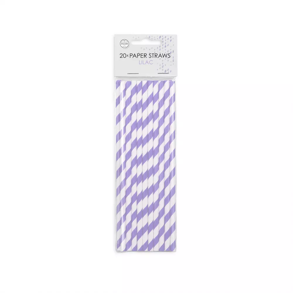 Papirsugerør lavenderstripet 20 pk