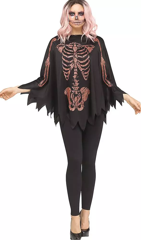 Fun world glitter skeleton poncho (onesize)