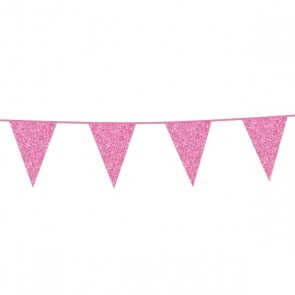 Glitter flaggbanner baby pink 16x20cm 6m