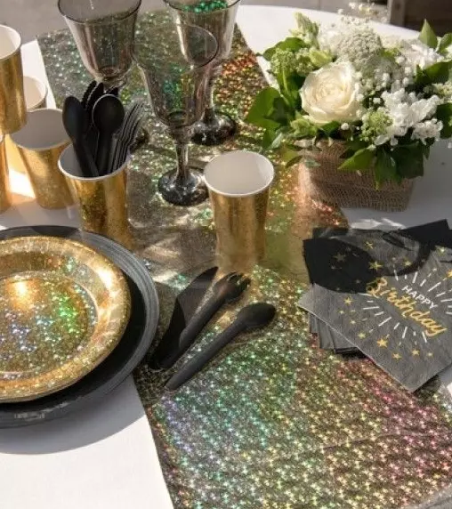 Bord-løper gold sparkling 27cm x 3m