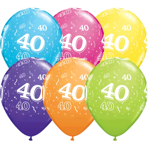 40-around gummiballonger ass.farger 6pk