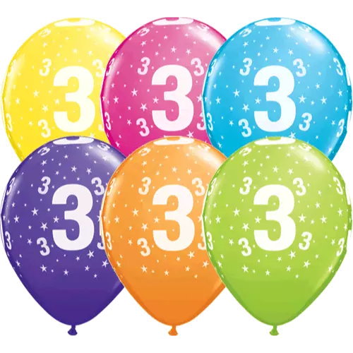 Age 3 ballonger ass.farger 6pk
