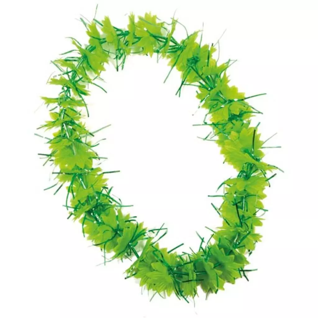 Hawaii blomsterkrans grønn 57cm med frynser og glitter