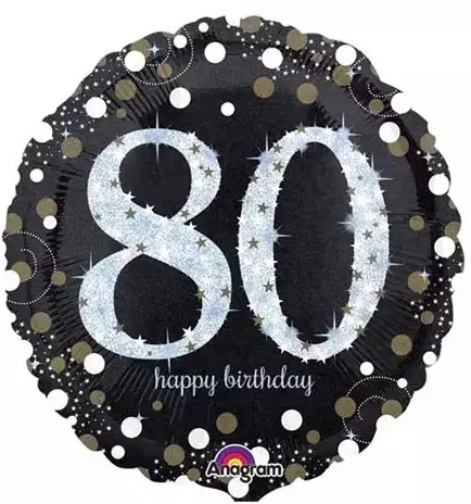 Sparkling birthday 80 folieballong