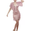 Deluxe 20s Vintage Pink Flapper Costume S