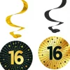 "16" swirls decoration golden celebration 4pk