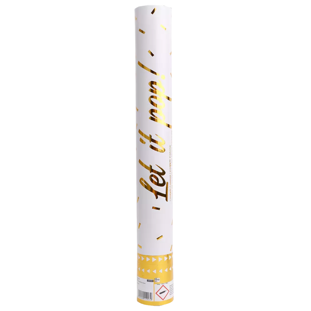 Konfettikanon firkantet Gull folie 40 cm