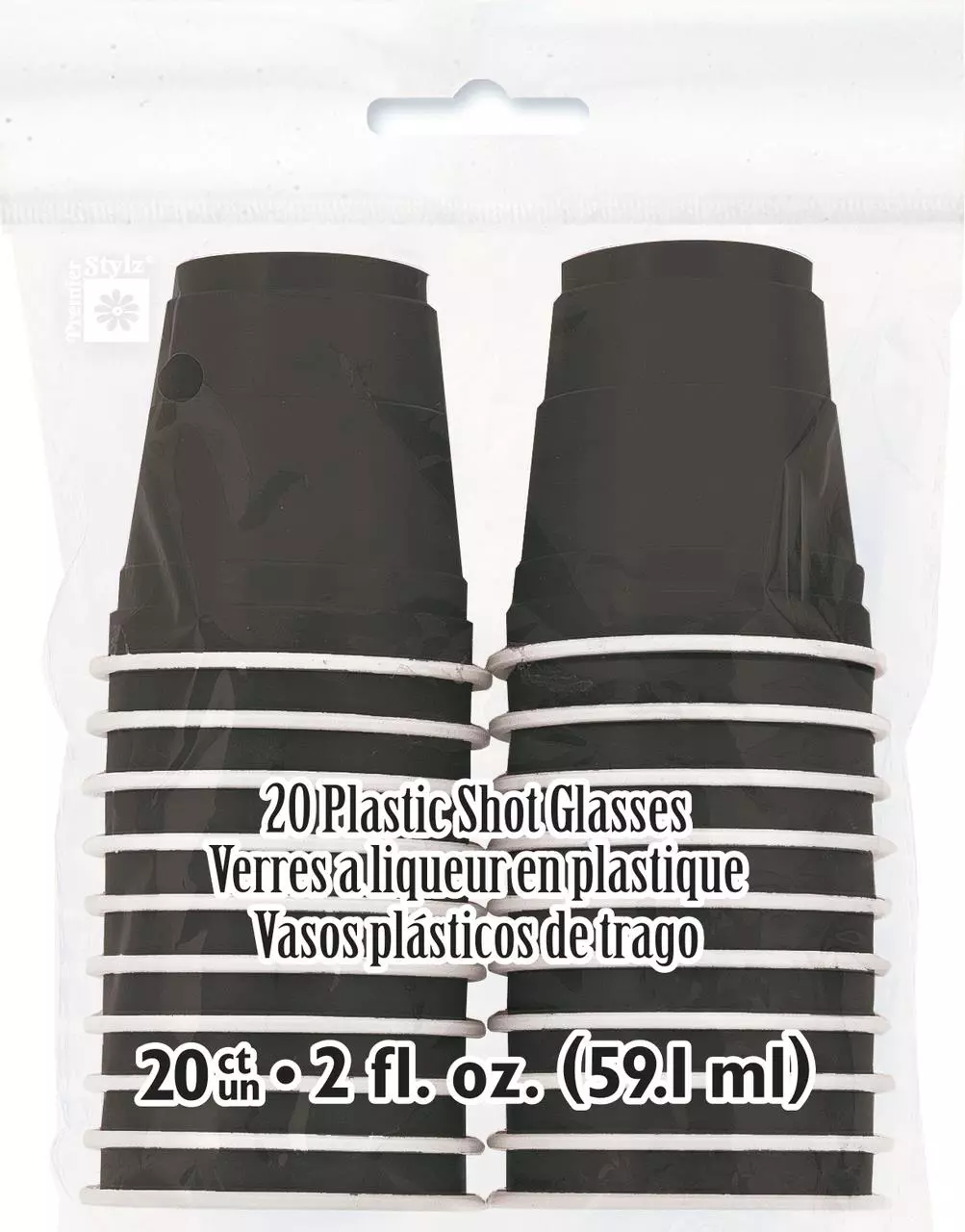 Plast shotglass svart 20 pk