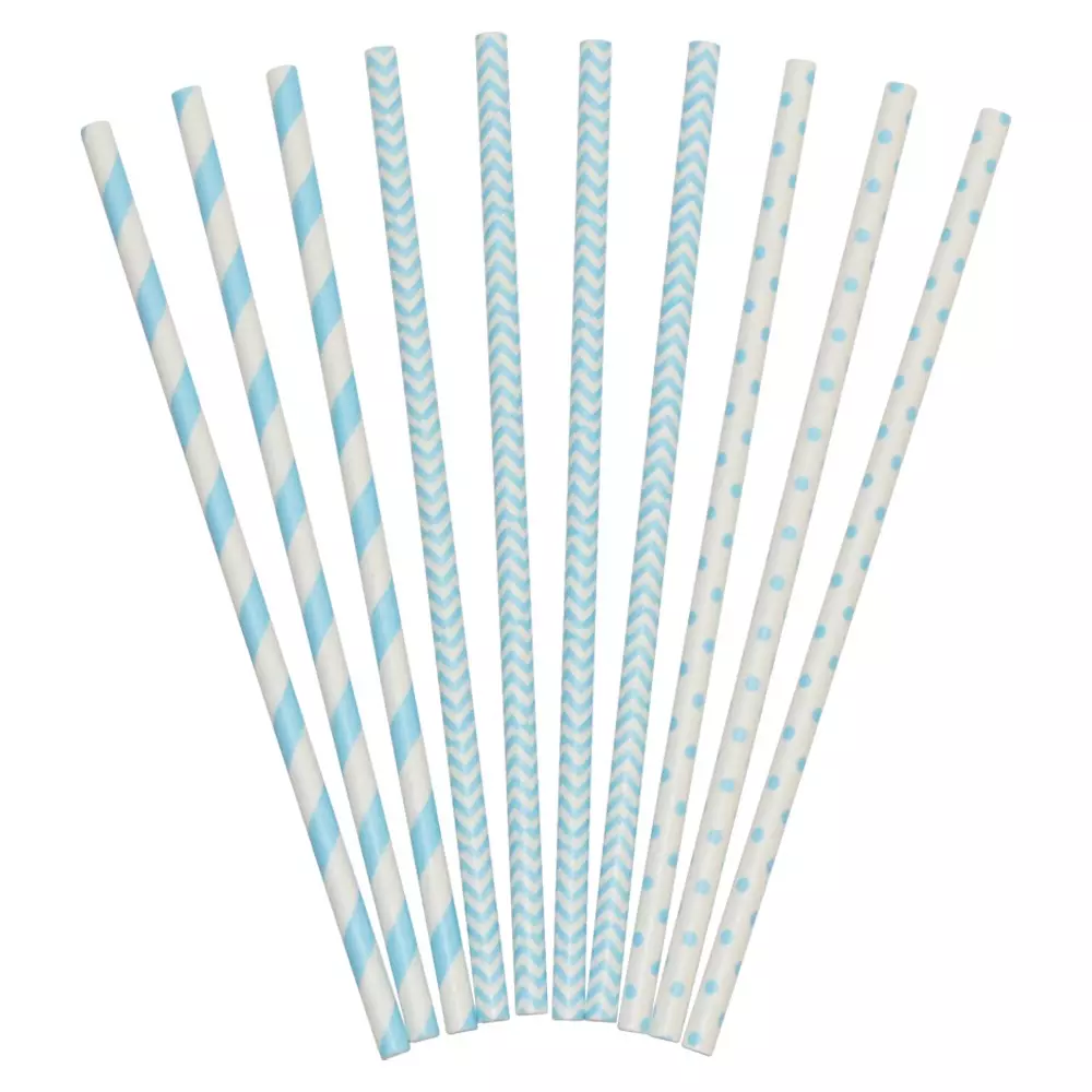 Papir-sugerør blå mix 24 stk
