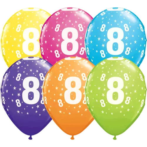 Age 8 ballonger ass.farger 6pk