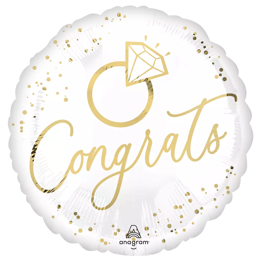 White Gold Wedding folieballong rund