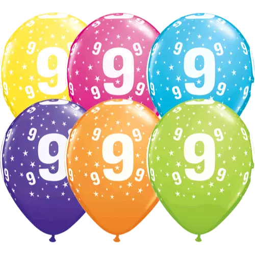 Age 9 ballonger ass.farger 6pk