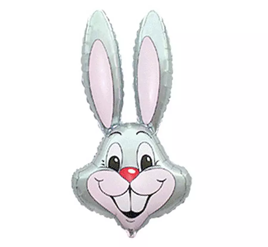 Grey rabbit kaninhode folieballong 14"