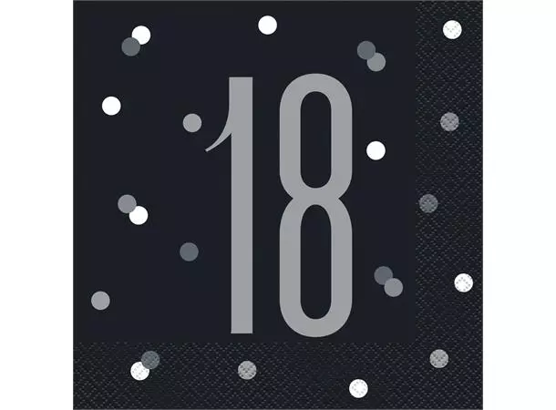 Servietter 18 svart glitz 16 pk