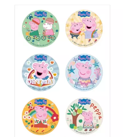 Kakebilder Peppa Gris 5,8 cm, 6 stk