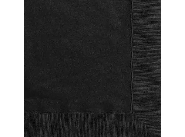 Svarte servietter 20pk (33x33cm)