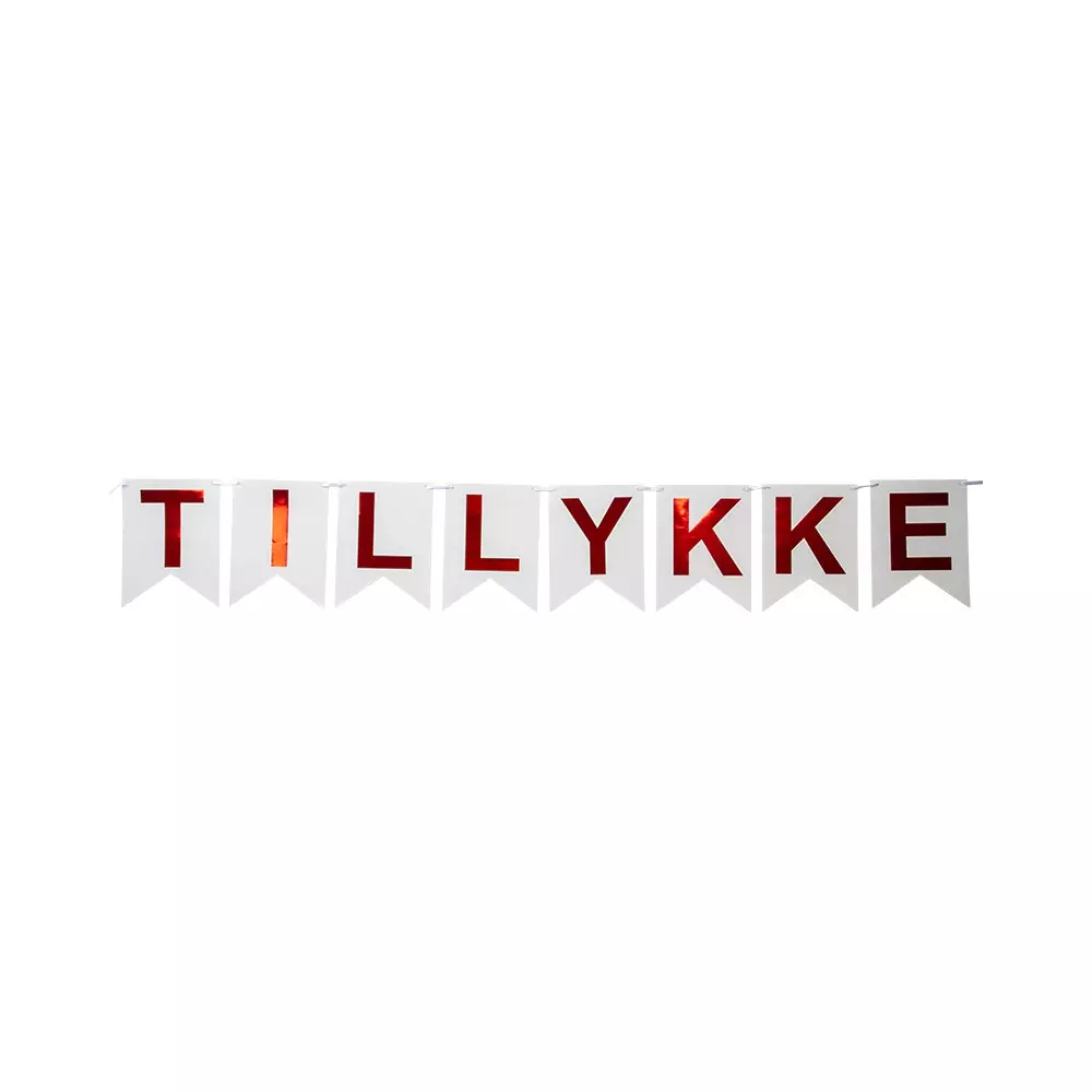 Flaggbanner TILLYKKE 3,6m