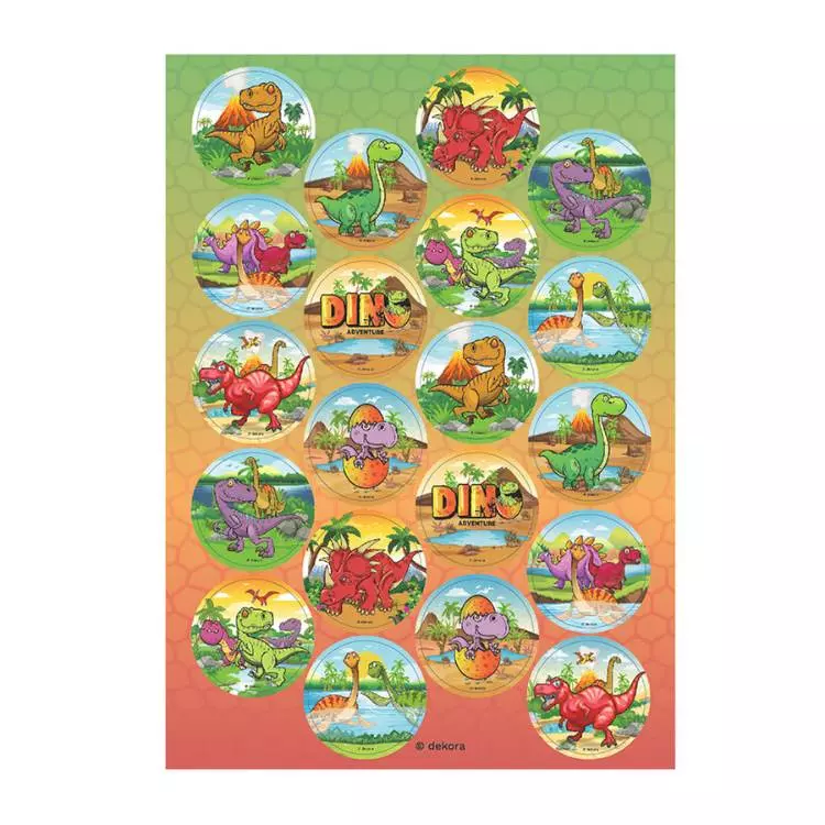 Kakebilder cupcakes Dinosaur 3,4 cm 20 stk, Sukkerfri