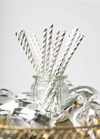 Papirsugerør stripet metallic silver 20 pk