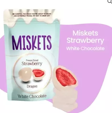 MISKETS WHITE CHOCOLATE COVERED FREEZE-DRIED STRAWBERRY 80g
