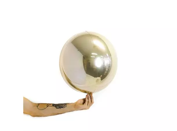 Speilballong hvitt gull metallic 35 cm