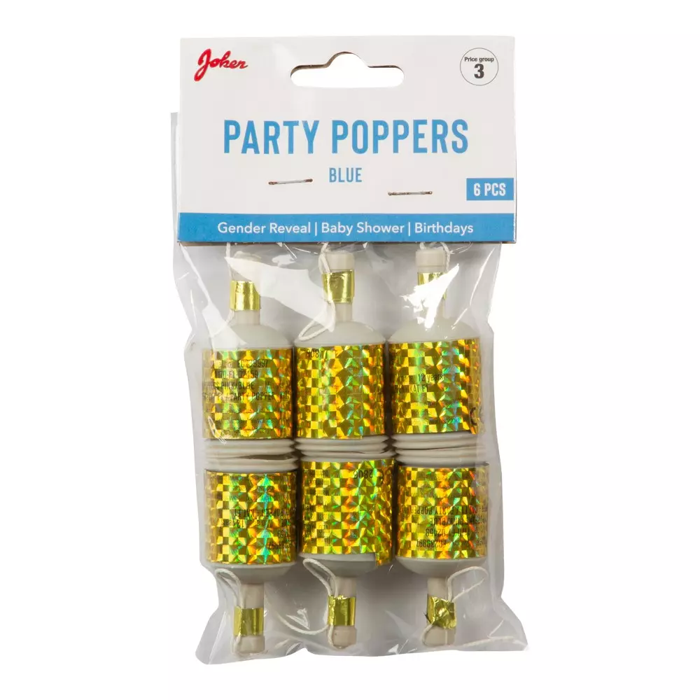 Partypoppers blue 6pk