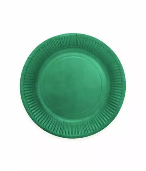 Papptallerken mørk grønn 18cm 8pk