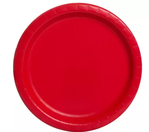 Pappfat ensfarget rød 8pk 18cm