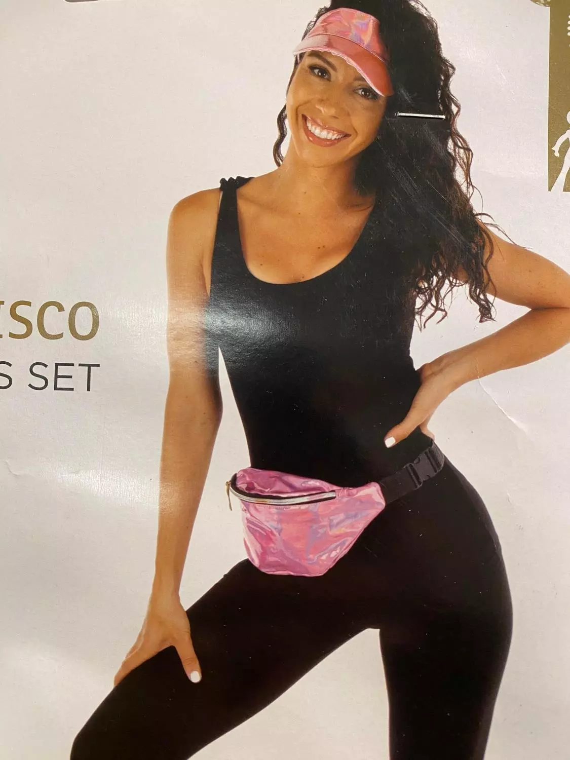 Disco set rumpetaske og caps rosa