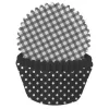 Sorte ruter og polkadot cupcakesformer 75pk